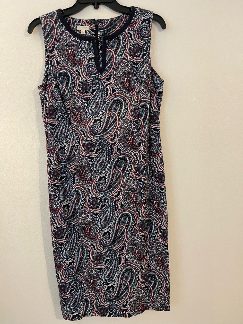 Talbots Navy and Burgundy Paisley Sheath Dress